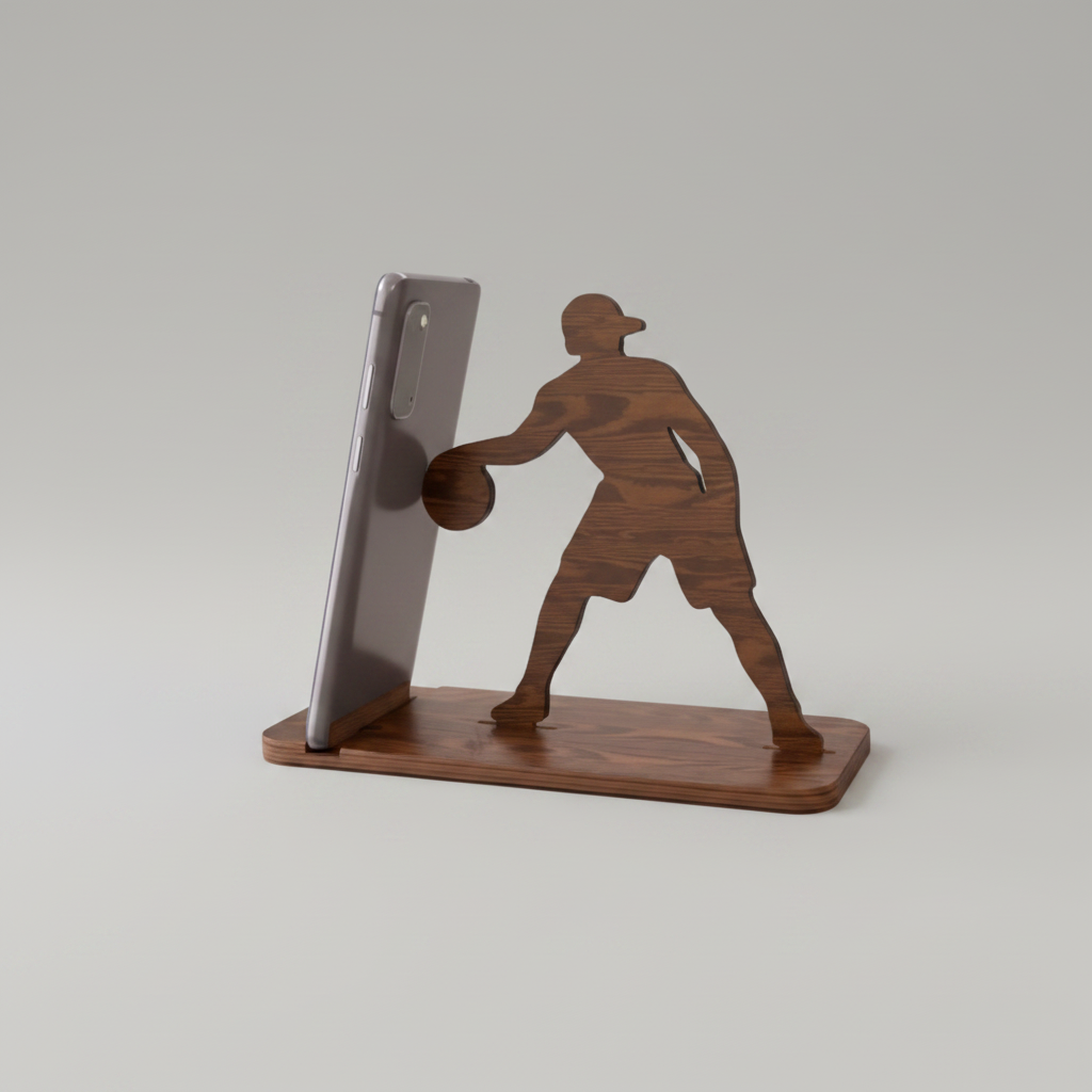 porte móvil madera contrachapada motivo baloncesto hecho a mano La Palma Islas Canarias