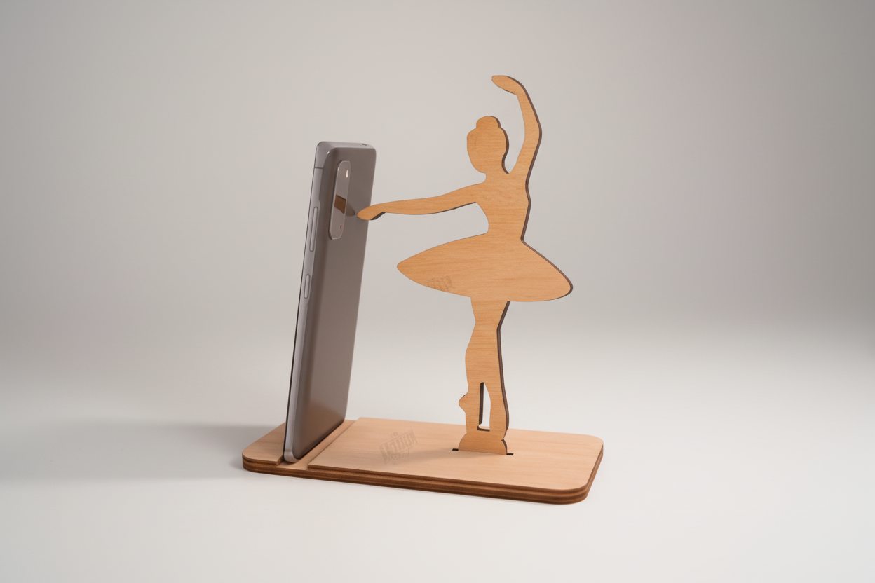 Soporte móvil madera contrachapada motivo bailarina hecho a mano La Palma Canarias