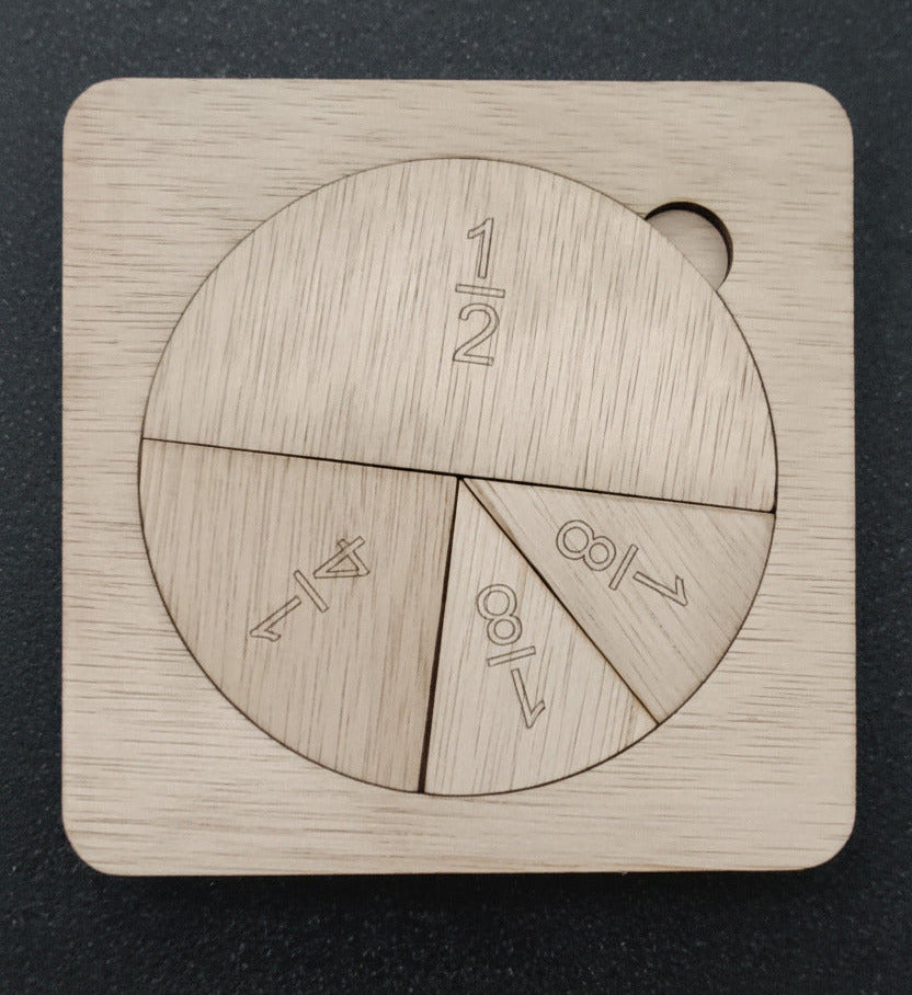 Círculos de fracciones madera aprendizaje Montessori hecho a mano La Palma Islas Canarias Canary Soulmade Crafts