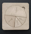 Círculos de fracciones madera aprendizaje Montessori hecho a mano La Palma Islas Canarias Canary Soulmade Crafts