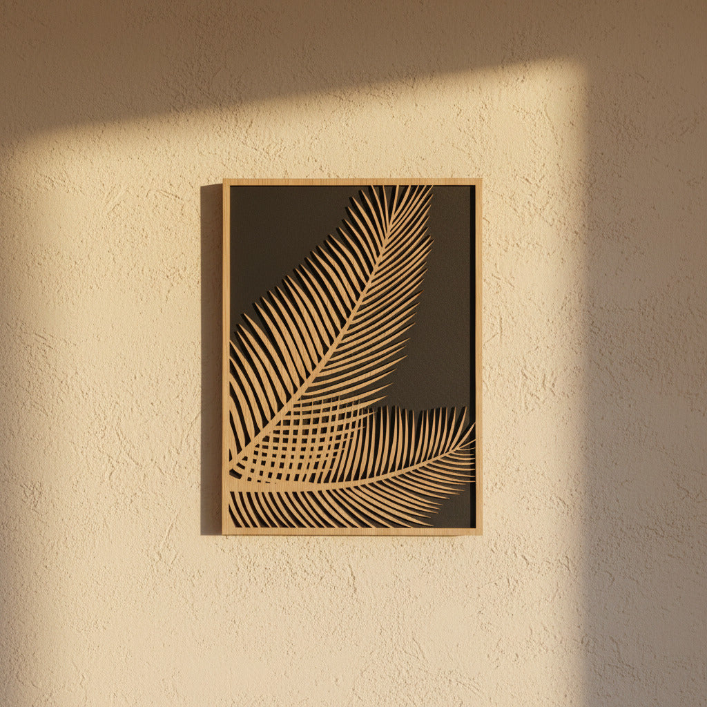 Decoración pared dos palmeras madera lasercut hecha a mano La Palma Islas Canarias Canary Soulmade Crafts