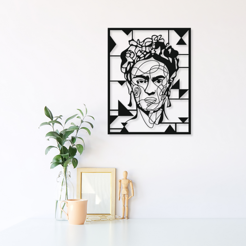 Detalle decoración pared Frida Kahlo madera contrachapada artesanal La Palma Canarias
