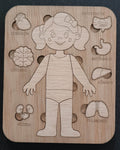 Modelo anatómico cuerpo humano madera contrachapada lasercut educativo artesanal La Palma