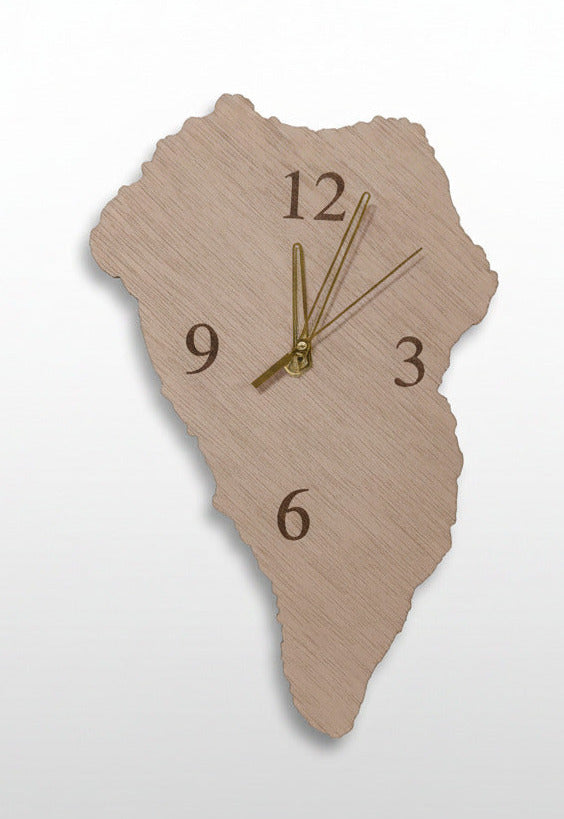 Wanduhr Kanarische Inseln aus Holz – Inselform lasergefertigt