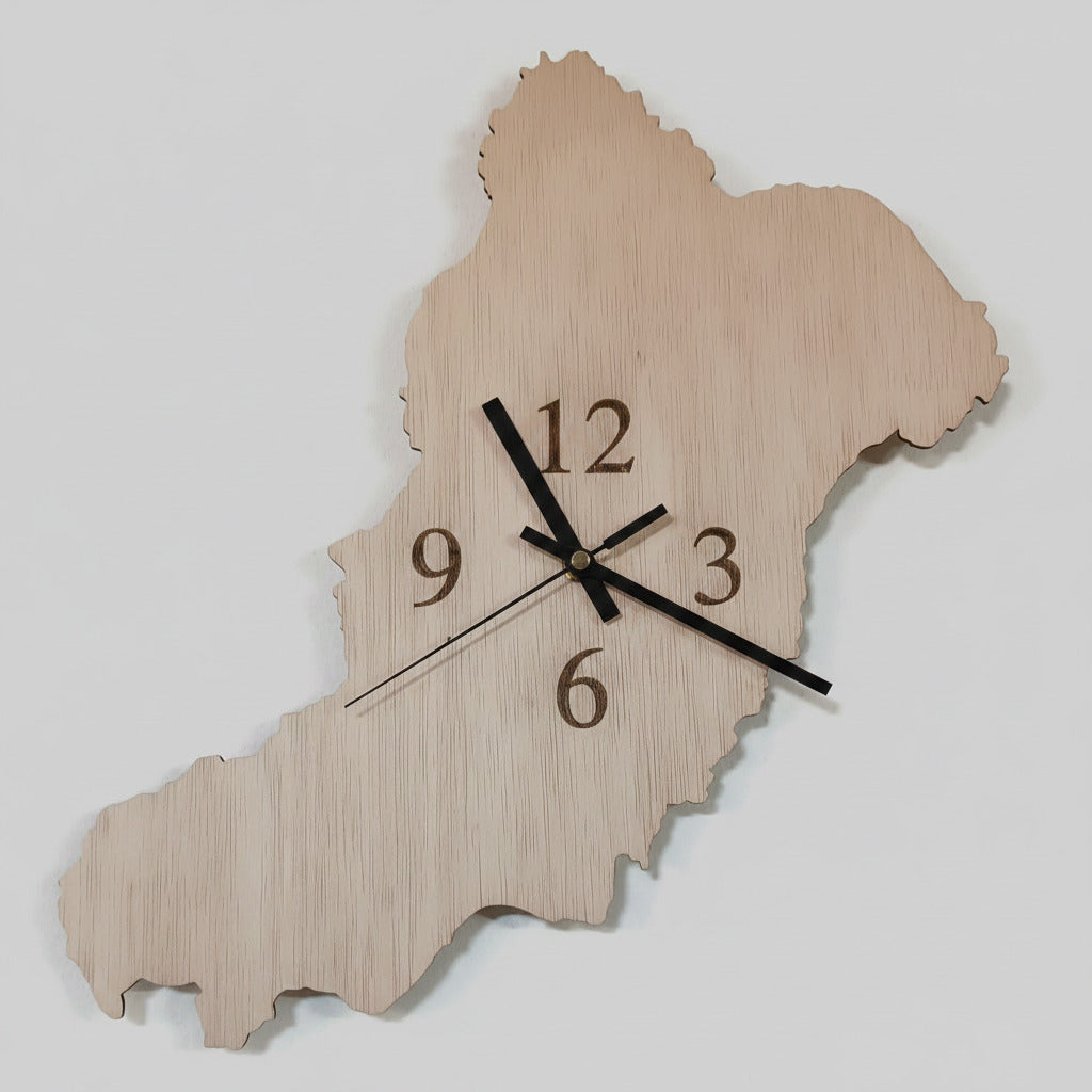 Reloj de pared madera contrachapada Islas Canarias pieza única artesanal Canarias