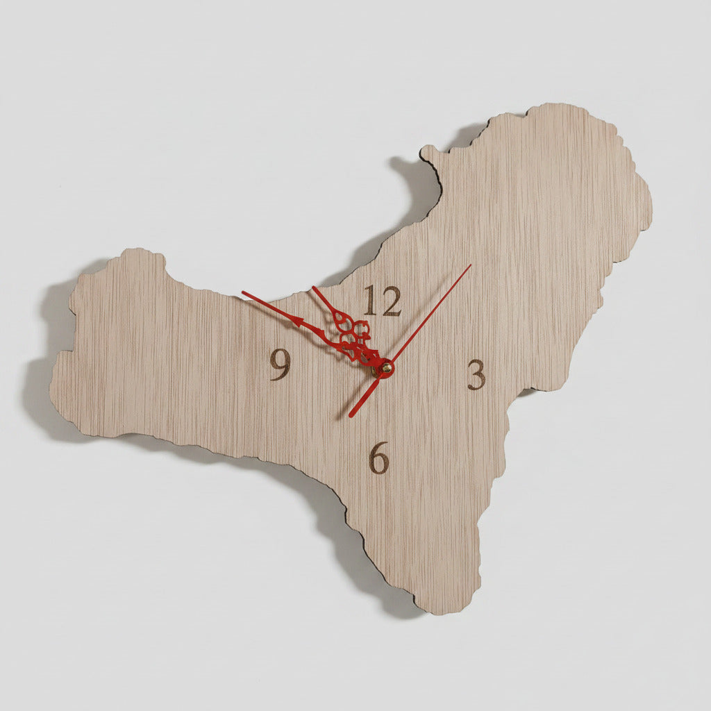 Reloj de pared madera lasercut mapa Islas Canarias artesanal La Palma