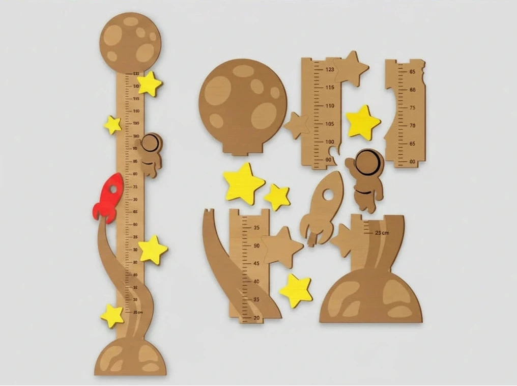 Regla de altura niños madera contrachapada personalizable artesanal Islas Canarias