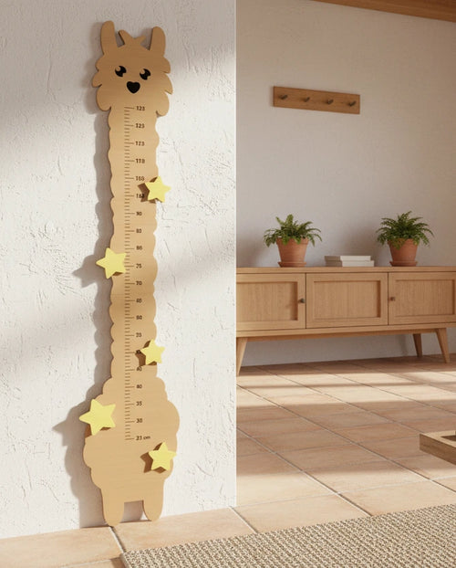 Medidor de altura niños madera lasercut artesanal La Palma Canarias regalo original