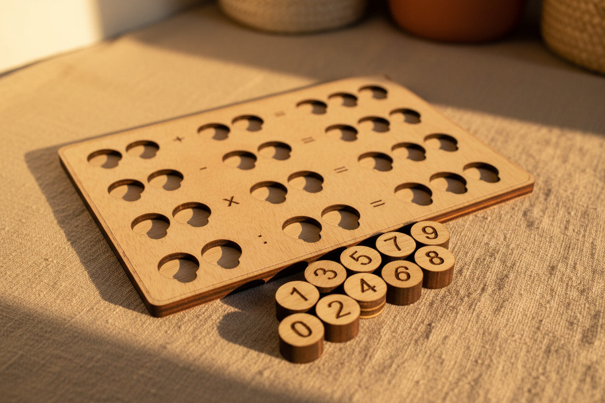Set aprendizaje operaciones básicas madera Montessori hecho a mano La Palma Islas Canarias Canary Soulmade Crafts