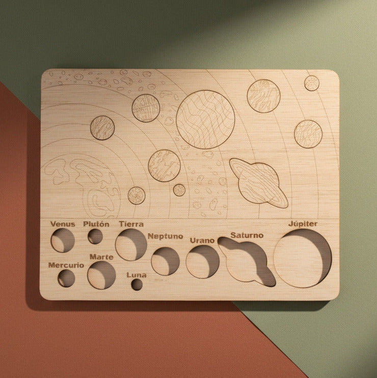 Set sistema solar madera educativo Montessori hecho a mano La Palma Islas Canarias Canary Soulmade Crafts