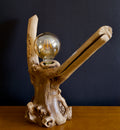 Lámpara de mesa madera salvaje diseño señal camino hecha a mano La Palma Islas Canarias Canary Soulmade Crafts