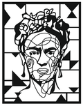 Cuadro decorativo Frida Kahlo line art madera lasercut hecho a mano La Palma Islas Canarias Canary Soulmade Crafts