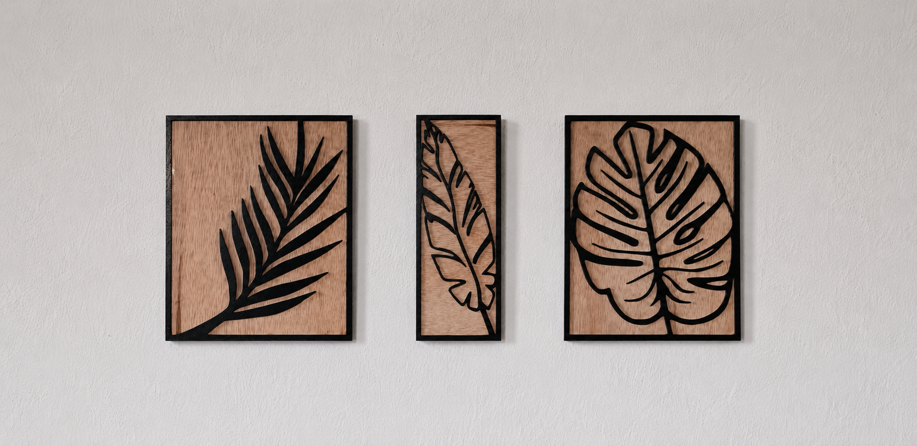Detalle flora canaria madera contrachapada decoración pared artesanal La Palma Canarias