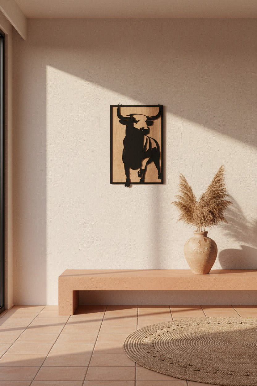 Decoración pared toro madera lasercut hecha a mano La Palma Islas Canarias Canary Soulmade Crafts