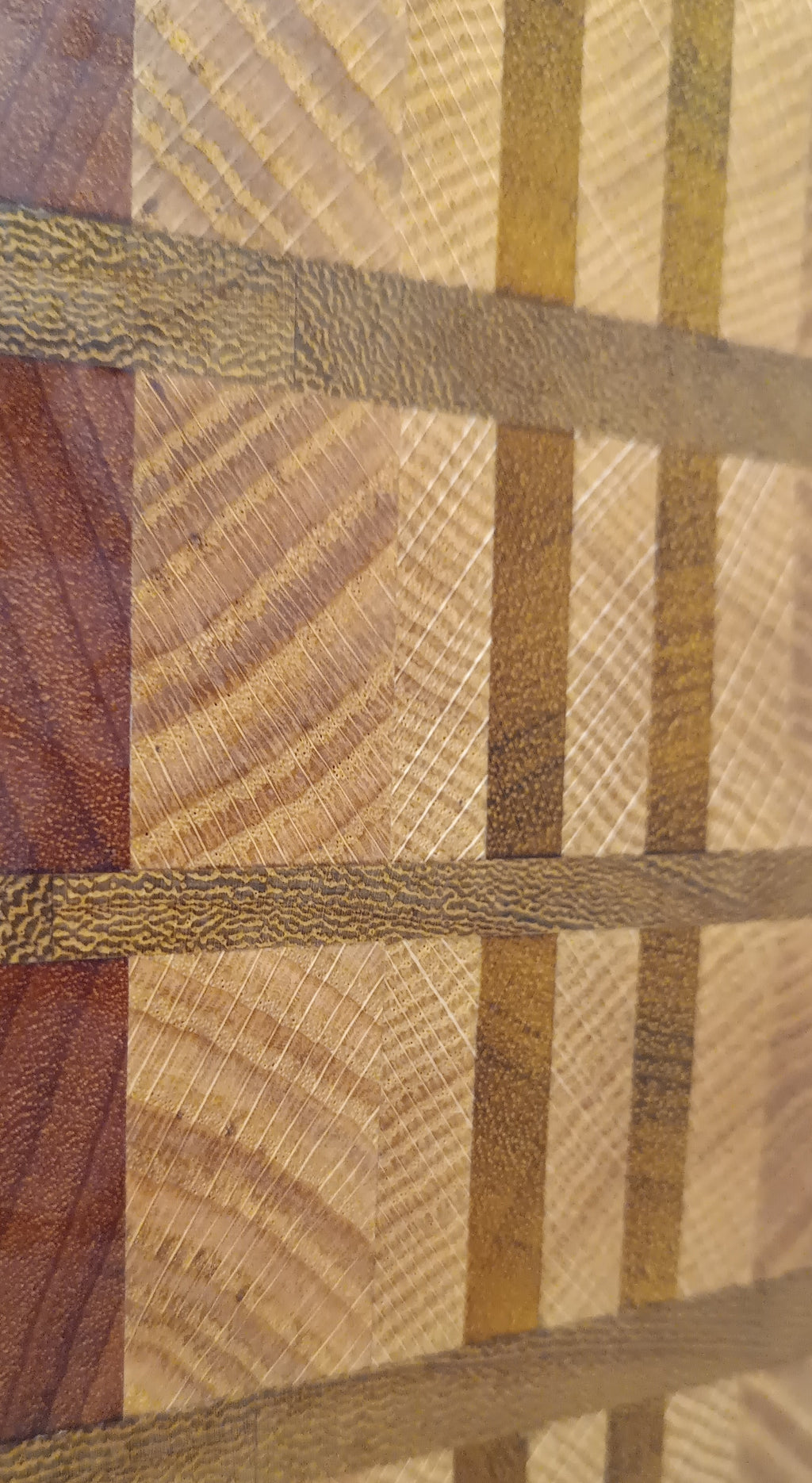 Vista superior tabla de cortar stirnholz madera mixta patrón highland hecha a mano Canary Soulmade Crafts